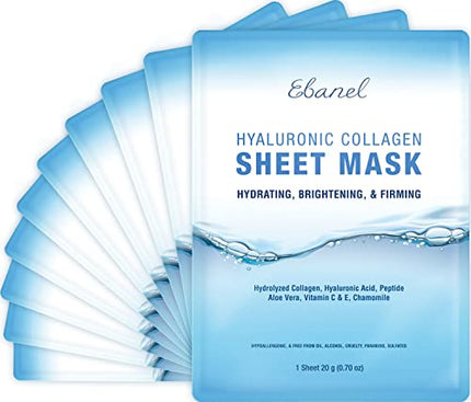 Buy Ebanel 10 Pack Collagen Face Mask, Instant Brightening & Hydrating Face Sheet Mask with Aloe Vera in India