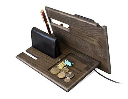 buy TESLYAR Gifts for Men Wood Phone Docking Station Ash Key Hooks Holder Wallet Stand Watch Organizer in India