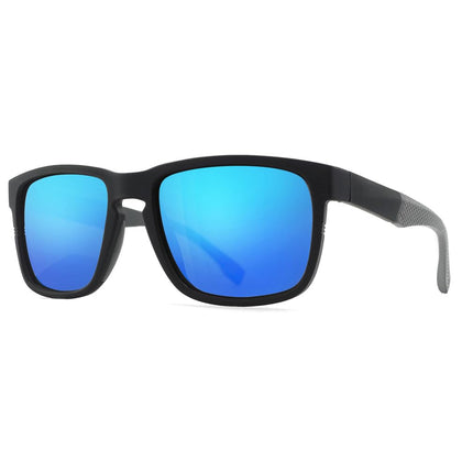 SUNGAIT Unisex Polarized Sunglasses Stylish Sun Glasses with Spring Hinges (Black Frame (Matte Finish) /Blue Mirror Lens) SGT529 HKLA