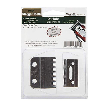 Wahl Professional 2-Hole Stagger-Tooth Clipper Blade for the 5 Star Series Cordless Magic Clip, for Professional Barbers and Stylists Item – 2161