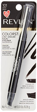 Revlon Pencil Eyeliner, ColorStay 2-in-1 Eye Makeup,Waterproof, Longwearing with Smudge Brush, Angled Kajal Eyeliner, 101 Onyx, 0.01 Oz