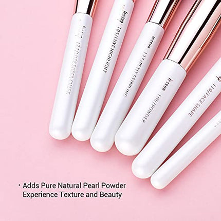 Jessup Face Makeup Brushes Set, 6pcs White/Rose Gold Big Natural Brushes kit for Powder Foundation Contour Highlighter Blending Concealer T224