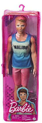 Barbie Fashionistas Ken Fashion Doll #192 with Brunette Cropped Hair & Vitiligo in Malibu Tank, Shorts & Sandals
