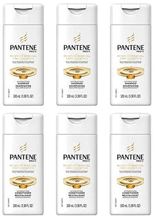 Pantene Shampoo & Conditioner Bundle, Daily Moisture Renewal, 3.38 Oz Travel Size (3 Duo Sets)