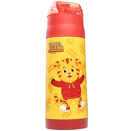 Daniel Tiger 13 oz Insulated Water Bottle with Latching Lid - Easy to Use for Kids - Reusable Spill Proof & BPA-Free, Keeps Drinks Cold for Hours, Fits in Lunch Boxes & Bags, Fun for Back to School