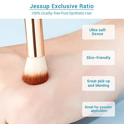 Jessup Eye Makeup Brushes Set, Premium Synthetic Eyeshadow Blending Concealer Eyebrow Eyeliner Brush, 15pcs Labeled Bamboo Make Up Brushes T137