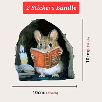 Buy 2 Stickers Mouse Reading Book in Wall 3D Sticker Decal Funny 2 Pack by Lumiere Tech in India