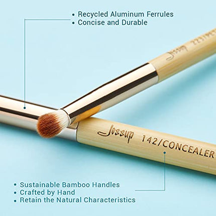 Jessup Eye Makeup Brushes Set, Premium Synthetic Eyeshadow Blending Concealer Eyebrow Eyeliner Brush, 15pcs Labeled Bamboo Make Up Brushes T137