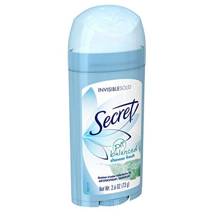 Secret Antiperspirant Deodorant Women, Shower Fresh Scent, Invisible Solid 2.6 Oz (Pack of 6)