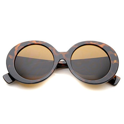 Womens High Fashion Glam Chunky Round Oversize Sunglasses 50mm (Brown-Tortoise/Brown)