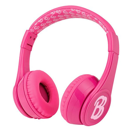 eKids Barbie Bluetooth Headphones, Pink Wireless Headphones with Microphone includes Aux Cord, Volume Reduced Kids Foldable Headphones for School, Home, or Travel