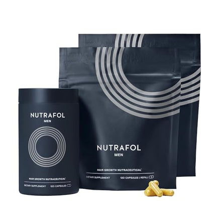 Nutrafol Men's Hair Growth Supplements, Clinically Tested for Visibly Thicker Hair and Scalp Coverage, Dermatologist Recommended - 3 Month Supply, Pack of 3