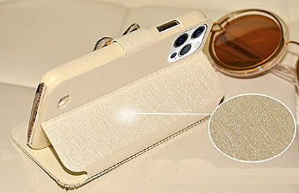 Bonitec iPhone 14 Pro Max Wallet Case - Women's Glitter Bowknot Diamond Rhinestone Flip Stand with Card Slot
