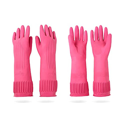 DABOGOSA Mamison 2 Pairs Reusable Waterproof Household Dishwashing Cleaning Rubber Gloves, Non-Slip Kitchen Glove(Medium)