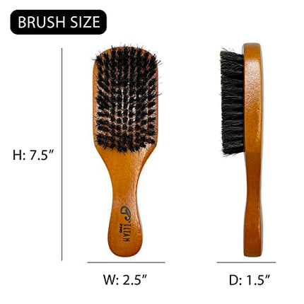 Buy Titan Wave Brush For Men All Hair Textures - 1pc, 100% Natural Boar Bristles Wooden Handle, Wooden in India.