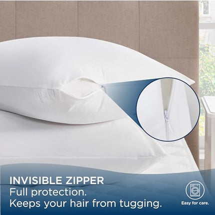 Bedsure Pillow Protectors, Waterproof Pillow Protectors with Zipper Standard Size, Polyester Soft Pillow Covers, Set of 2, 20" x 30"