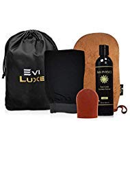 Tan Physics & EviLuxe Deluxe Tanning Mitt Bundle (5pcs) – Face & Body Tanner Mitts, Exfoliation Glove, Storage Bag & 8oz True Color Sunless Tanning Lotion – For Flawless Sun Kissed Skin All Year Long