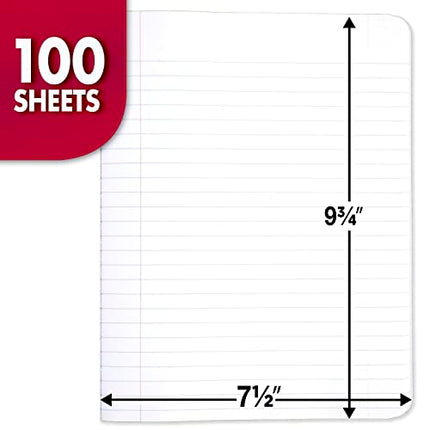 Mead Composition Notebooks, Wide Ruled Paper, 100 Sheets, Comp Book, 5 Pack (72368)