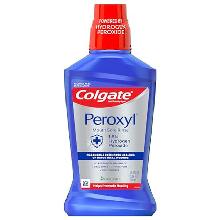 Buy Colgate Peroxyl Antiseptic Mouthwash and Mouth Sore Rinse, 1.5% Hydrogen Peroxide, Mild Mint - 500ml, 16.9 Fluid Ounces in India India