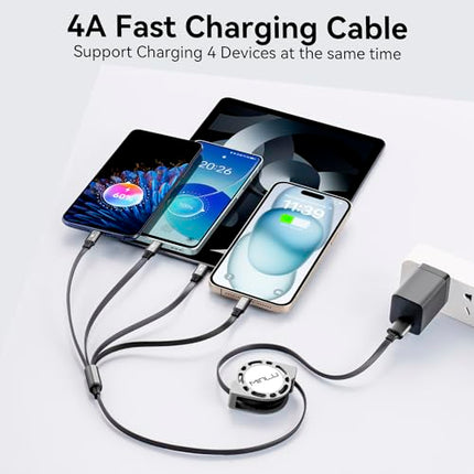 buy MINLU Multi Charging Cable 4A, 2Pack 4Ft Retractable Multi Fast Charger Cable, Multiple Charging in India