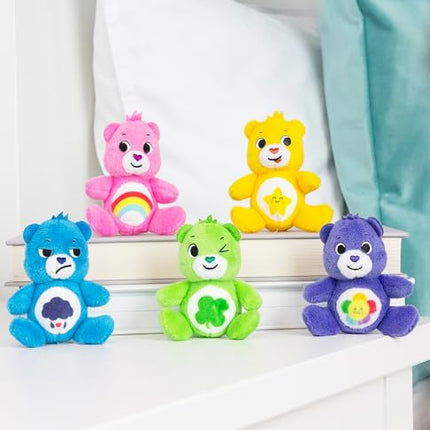 Care Bears 3" Micro Plush 5-Pack Treasure Box - Cheer, Laugh A-Lot, Good Luck, Grumpy and Harmony Bear — Miniature Plush Figure, Suffed Animal, Toy Mini Soft Figure for Kids, Girls and Boys Ages 4+