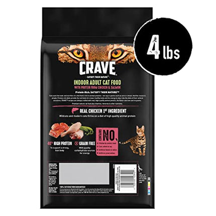 Buy CRAVE Grain Free Indoor Adult High Protein Natural Dry Cat Food with Protein from Chicken & Salmon, 4 lb. Bag in India India