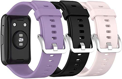 TenCloud Bands Compatible with Huawei Watch Fit Smartwatch Men Women Wristband for Watch Fit Band (Black+Pink+Purple)