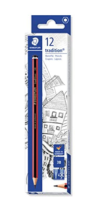 STAEDTLER 110-3B Tradition Graphite Pencil for Drawing & Sketching - 3B (Box of 12), Black