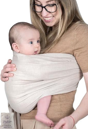 Baby Sling and Ring Sling 100% Cotton Muslin Infant Carrier, Ring Sling Baby Carrier Front and Chest Newborn Carrier Baby Carrier Wrap, Toddler Carrier (Beige)