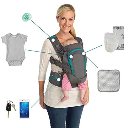 Infantino Carry On Carrier - Ergonomic, Expandable, face-in and face-Out, Front and Back Carry for Newborns and Older Babies 8-40 lbs