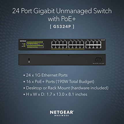 Buy NETGEAR 24-Port Gigabit Ethernet Unmanaged PoE+ Switch (GS324P) in India