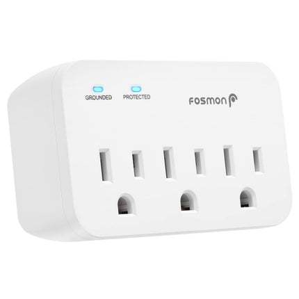 Fosmon 3 Outlet Adapter Surge Protector, 3 Way Plug Wall Adapter 1200J, Multi Plug Extender 3 Prong, 1875 Watts, Power Splitter Outlet Expander for Indoor, Office, Dorm Room Essential, ETL Listed