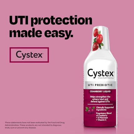 Cystex Urinary Tract Infection Support, Cranberry Prebiotic Supplement for UTI Protection & Urinary Health Maintenance, D-Mannose & Vitamin C, 7.6 oz (2 Pack) Packaging May vary