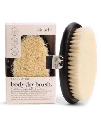 Kitsch Dry Brushing Body Brush & Exfoliating Body Scrubber, Lymphatic Drainage Massager with Soft Vegan Bristle for Sensitive Skin, Gentle Back Scrubber & Dry Brush Body Care Exfoliator