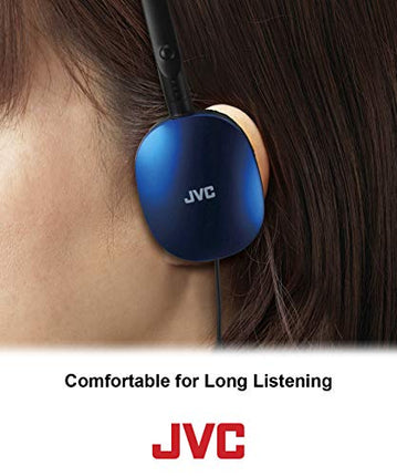 JVC Blue Flat and Foldable Colorful Flats On Ear Headphone with 3.94 foot Gold Plated Phone Slim Plug HAS160A