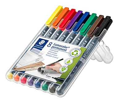 Buy Staedtler Lumocolor Universal Pen, Fine, Felt Tip, Permanent Marker, Box of 8 Assorted Color Pen in India.