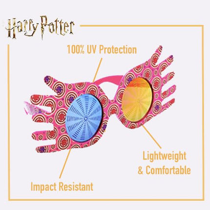 Sun-Staches Luna Lovegood Official Wizarding World Sunglasses Costume Accessory UV400 Lenses, Pink Frame Mask, One Size Fits Most