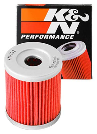 K&N Motorcycle Oil Filter High Performance, Premium, Designed to be used with Synthetic or Conventional Oils Fits Select Suzuki, Arctic Cat, Kawasaki Vehicles, KN-132