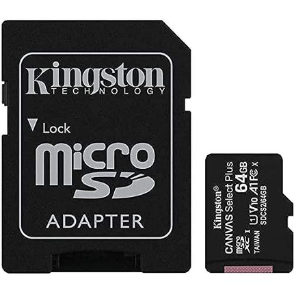 Kingston 64GB Canvas Select Plus microSDXC Card | Up to 100MB/s | A1 Class 10 UHS-I | with Adapter | SDCS2/64GB