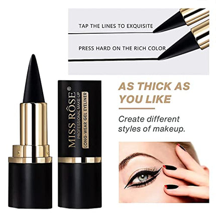 buy Miss Rose M Black Gel Eyeliner,Cream Eyeliner Tool Smudge Proof Eyeliner Pencil,Matte Black Eye-line in India