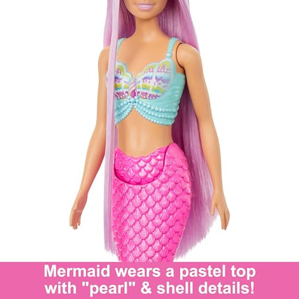 Barbie Mermaid Doll with 7-Inch-Long Pink Fantasy Hair and Colorful Accessories for Styling Play Like Headband and Barrettes