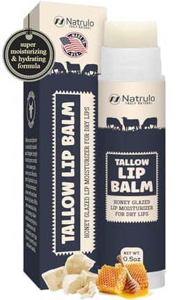 Beef Tallow Lip Balm – Natural Tallow Beeswax Chapstick – Hydrating Moisturizer Grass Fed Bison Tallow Balm Lip Care – Soothes Chapped, Dry Lips, Sensitive Skin – Long Lasting & Vitamin Rich USA-Made