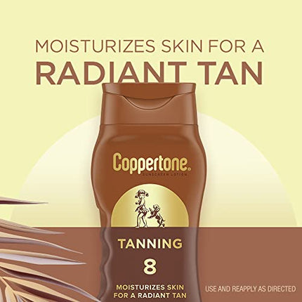 Coppertone Tanning Sunscreen Lotion, Water Resistant Body Sunscreen SPF 8, Broad Spectrum SPF 8 Sunscreen Pack, 8 Fl Oz Bottle, Pack of 2