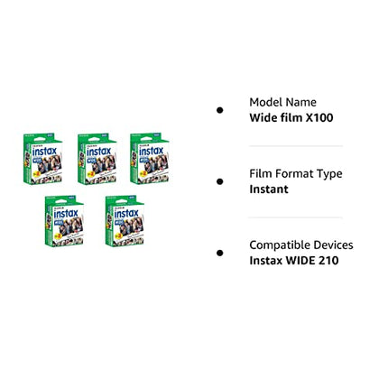 Buy Fujifilm Instax Wide Instant Films for Fuji Instax Wide 210 200 100 300, Pack of 5 in India.