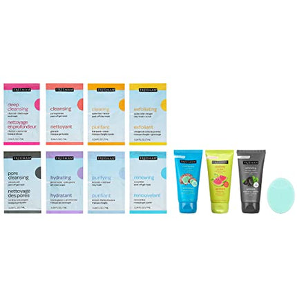 Freeman Limited Edition Renew & Relax Mask Kit, Face Masks To Soothe, Rejuvenate, and Deep Cleanse Pores, Facial Mask Variety, Silicone Mask Applicator, Cruelty Free Skincare, 12 Piece Gift Set