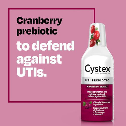 Cystex Urinary Tract Infection Support, Cranberry Prebiotic Supplement for UTI Protection & Urinary Health Maintenance, D-Mannose & Vitamin C, 7.6 oz (2 Pack) Packaging May vary