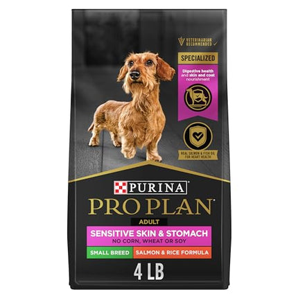 Purina Pro Plan Sensitive Skin and Stomach Adult Dog Food Small Breed Salmon and Rice Formula - 4 lb. Bag