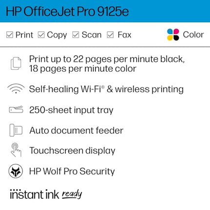 Buy HP OfficeJet Pro 9125e All-in-One Printer, Color, Printer-for-Small Medium Business, Print, Copy in India.