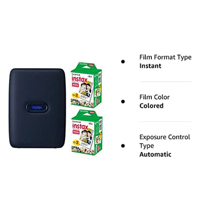 Buy Fujifilm Instax Mini Link Smartphone Printer (Space Blue) + Fuji Instax Mini Film (40 Sheets) - Instax Mini Link Printer Bundle in India.