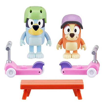 Bluey Dog Vehicle 2-Pack, 2.5-3" Bluey & Bingo Articulated Figures - Scooter Time